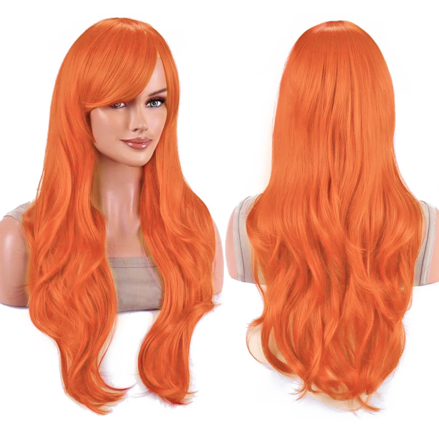Anime Cosplay Orange Hair - Synthetic Hair Long Wavy Bright Orange