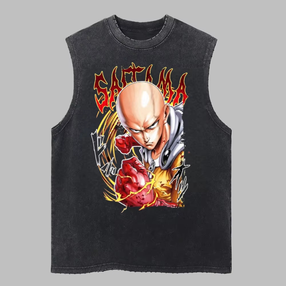 Anime Cosplay One Punch Man - 2026 man Retro Cotton Washed Vest