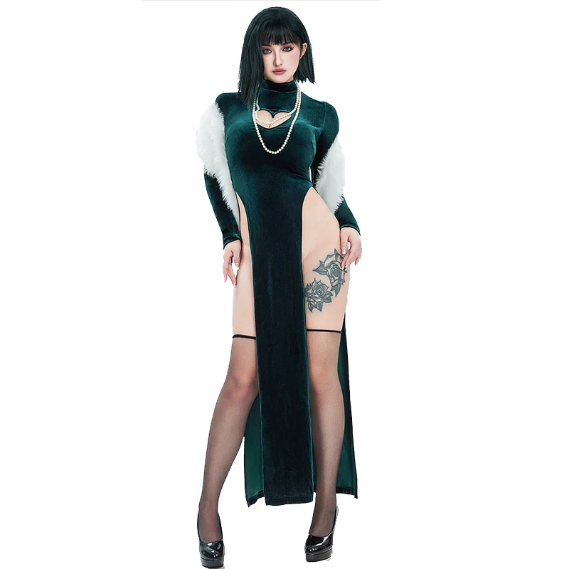Sexy Velet Furry Cape Dress Wi - Anime Cosplay One Punch Man avaliação e preço