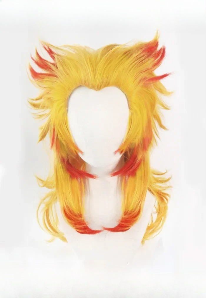 Rengoku Kyoujurou Wig Kimetsu  - Anime Cosplay With Red Hair avaliação e preço