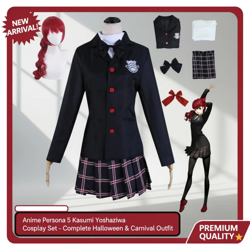▶❤Persona 5 Kasumi Yoshizawa C - Anime Cosplay With Red Hair avaliação e preço