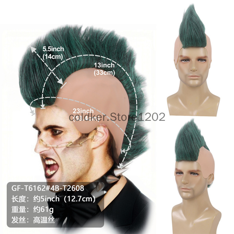 Men's Punk Mohawk Spiky Wig Re - Anime Cosplay With Red Hair avaliação e preço