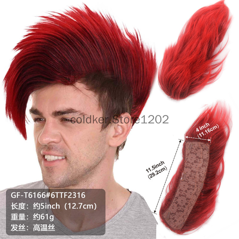 Men's Punk Mohawk Spiky Wig Re - Anime Cosplay With Red Hair avaliação e preço