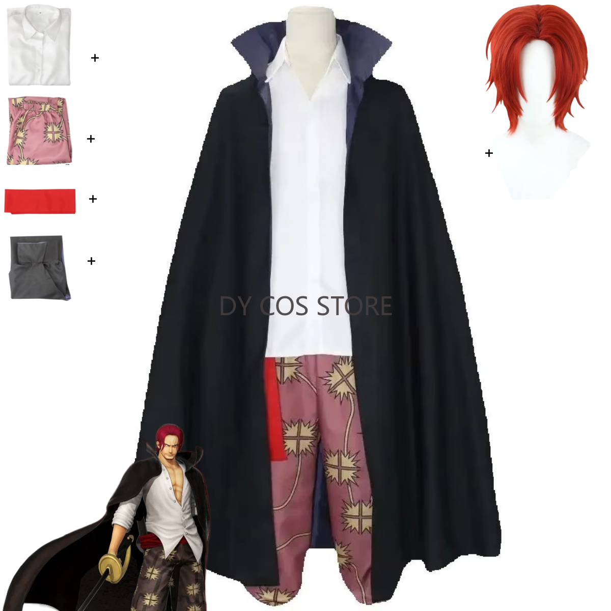 Anime Red Hair Shanks Cosplay  - Anime Cosplay With Red Hair avaliação e preço