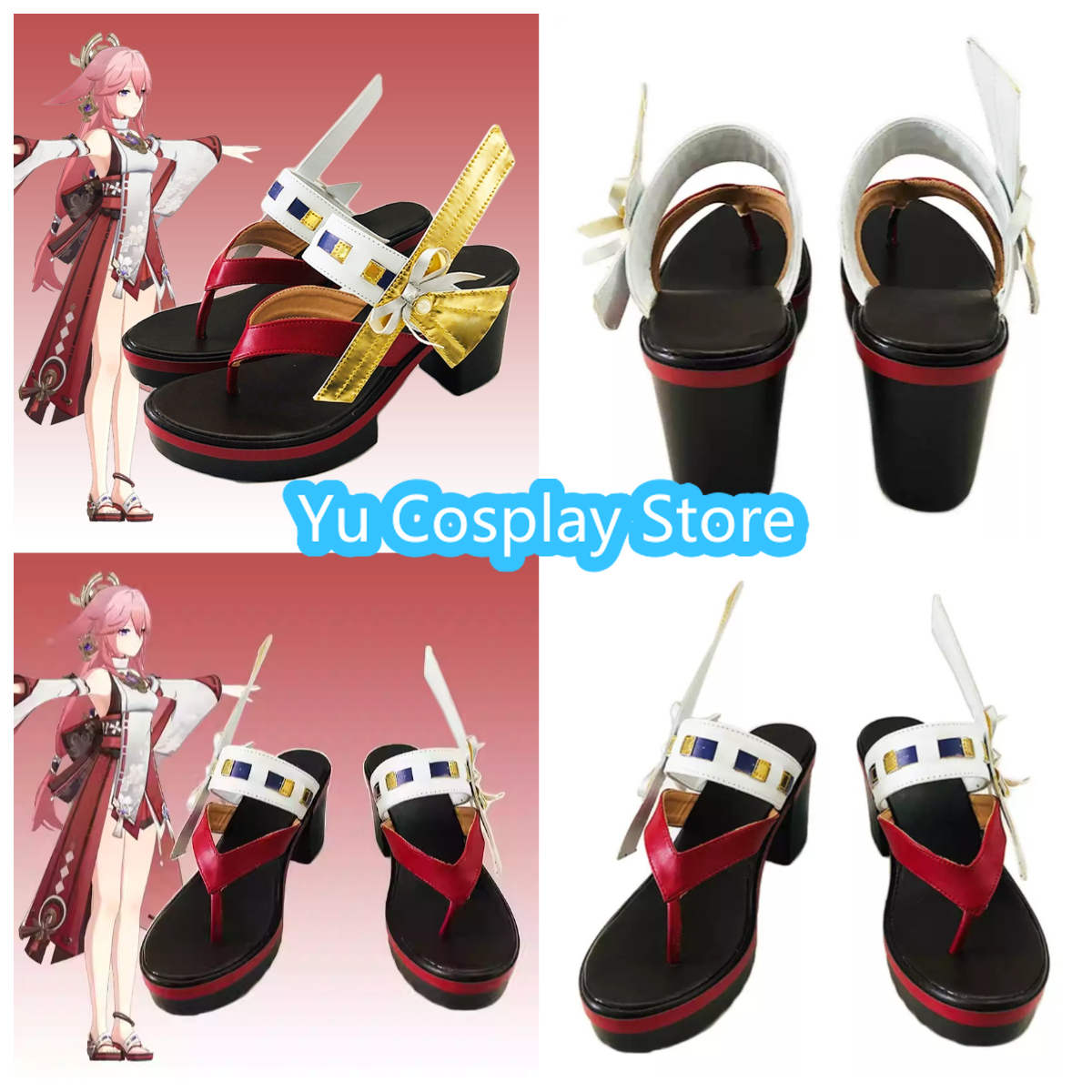 Yae Miko Cosplay Shoes Custom  - Cosplay Anime Yae Miko avaliação e preço